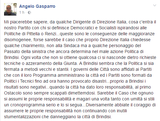 Gasparro su FB