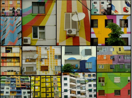 Edifici di Tirana fatti ridipingere da Edi Rama
